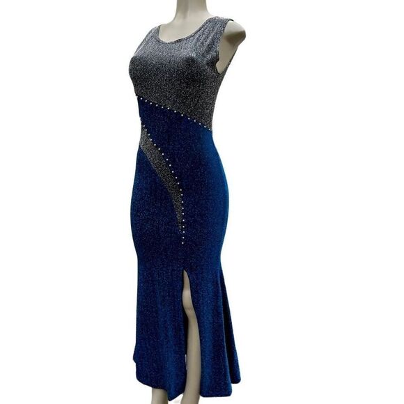 Lemon Fashionl Dress Women’s Small Bodycon Embellished Cocktail Midi Silver Blue - Picture 6 of 10